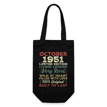 1951 Oktober 1951 Geburtstag Oktober 1951 Original - Geschenkbeutel für Flaschen - Schwarz - Vorne