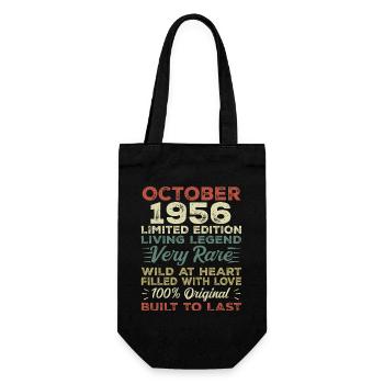 1956 Oktober 1956 Geburtstag Oktober 1956 Original - Geschenkbeutel für Flaschen - Schwarz - Vorne