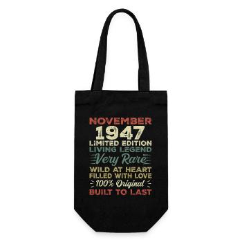 Legende Seit November 1947 Jahrgang November 1947 - Geschenkbeutel für Flaschen - Schwarz - Vorne