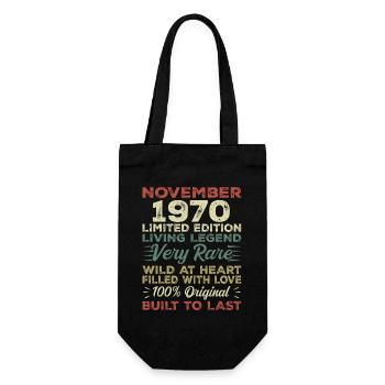 Legende Seit November 1970 Jahrgang November 1970 - Geschenkbeutel für Flaschen - Schwarz - Vorne