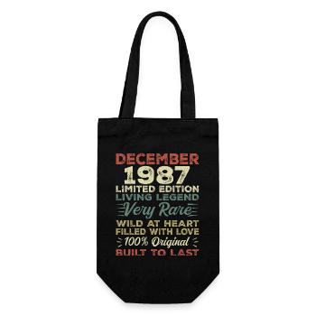 December 1987 - birthday December 1987 year - Gift Bag for Bottles - black - Front
