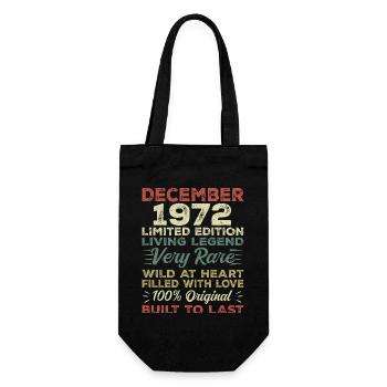 Dezember 1972 - Geburtstag Dezember 1972 Jahr - Geschenkbeutel für Flaschen - Schwarz - Vorne