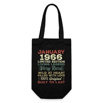 Januar 1966 Geburtstag - Januar 1966, January 1966 - Geschenkbeutel für Flaschen - Schwarz - Vorne