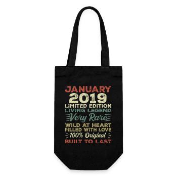 January 2019 Birthday - January 2019, January 2019 - Gift Bag for Bottles - black - Front