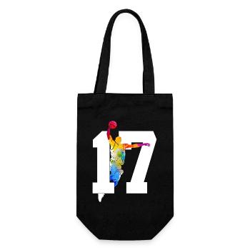 NUMMER 17 BASKETBALL 17. GEBURTSTAG - Geschenkbeutel für Flaschen - Schwarz - Vorne