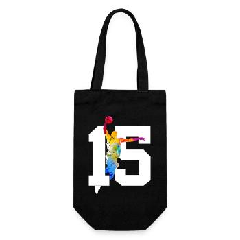NUMMER 15 BASKETBALL 15. GEBURTSTAG - Geschenkbeutel für Flaschen - Schwarz - Vorne