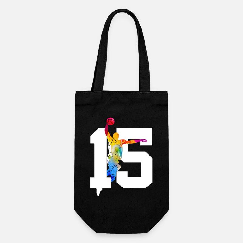 NUMMER 15 BASKETBALL 15. GEBURTSTAG - Geschenkbeutel für Flaschen - Schwarz