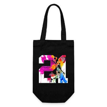 21. GEBURTSTAG BASKETBALL NUMMER 21 - Geschenkbeutel für Flaschen - Schwarz - Vorne