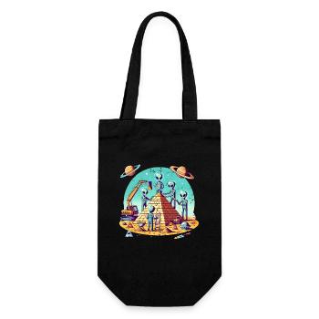 Aliens build pyramid - Gift Bag for Bottles - black - Front