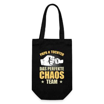 Papa Tochter das perfekte Chaos Team - Geschenkbeutel für Flaschen - Schwarz - Vorne