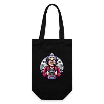 Gamer Oma - Geschenkbeutel für Flaschen - Schwarz - Vorne