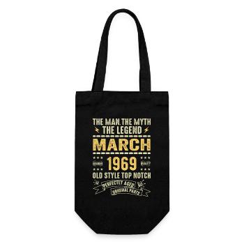 März 1969 Jubiläum 1969 - Legenden März 1969 - Geschenkbeutel für Flaschen - Schwarz - Vorne