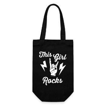 Dieses Mädchen rockt - Geschenkbeutel für Flaschen - Schwarz - Vorne