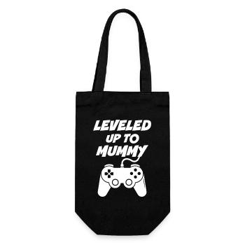 Leveled up to Mummy - Gift Bag for Bottles - black - Front