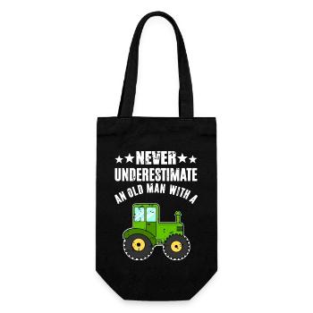 Never Underestimate Traktor - Geschenkbeutel für Flaschen - Schwarz - Vorne