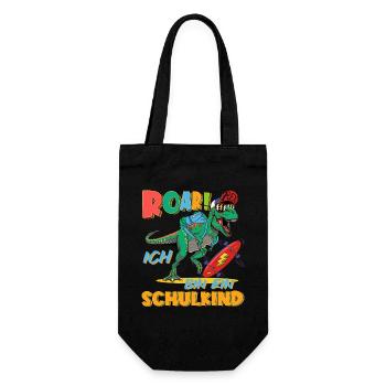 Ich bin ein Schulkind - Rex mit Skateboard - Geschenkbeutel für Flaschen - Schwarz - Vorne