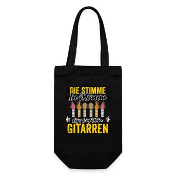 Die Stimme In Meinem Kopf Sagt Mehr Gitarren - Geschenkbeutel für Flaschen - Schwarz - Vorne