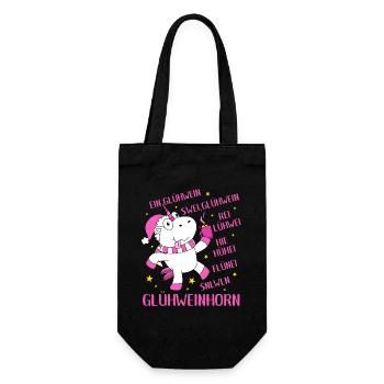 Glühweinhorn Einhorn Glühwein Sprüche Geschenk - Geschenkbeutel für Flaschen - Schwarz - Vorne