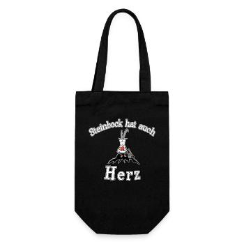 Steinbock hat Herz - Geschenkbeutel für Flaschen - Schwarz - Vorne
