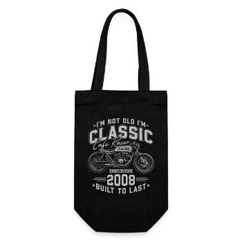 2008 Jahrgang Geburtstag Cafe Racer Motorrad - Geschenkbeutel für Flaschen - Schwarz - Vorne