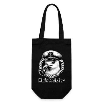 Moin Meister Möwe Kapitän Seefahrt - Geschenkbeutel für Flaschen - Schwarz - Vorne