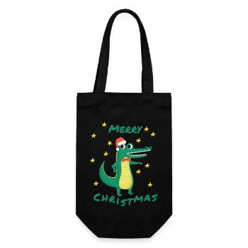 Idée cadeau crocodile joyeux Noël étoile - Sac à bouteille - noir - Devant