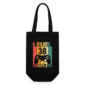 38. Geburtstag Gamer Level 38 Complete 38 Jahre - Geschenkbeutel für Flaschen - Schwarz - Vorne