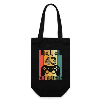 43. Geburtstag Gamer Level 43 Complete 43 Jahre - Geschenkbeutel für Flaschen - Schwarz - Vorne