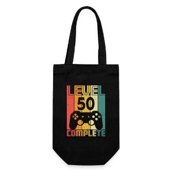 50. Geburtstag Gamer Level 50 Complete 50 Jahre - Geschenkbeutel für Flaschen - Schwarz - Vorne