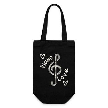 Notenschlüssel Piano Love Klavier - Geschenkbeutel für Flaschen - Schwarz - Vorne
