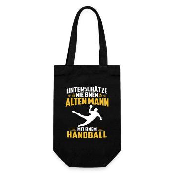 Unterschätze Nie Alten Mann Mit Handball - Geschenkbeutel für Flaschen - Schwarz - Vorne