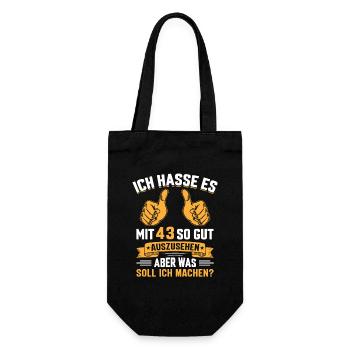 43. Geburtstag Mann Frau 43 Jahre - Geschenkbeutel für Flaschen - Schwarz - Vorne