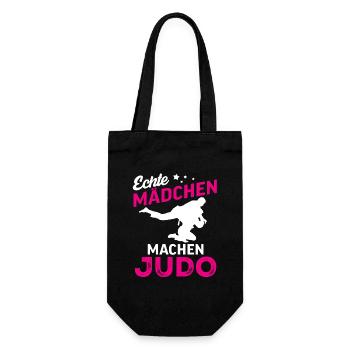 echte mädchen machen judo - Geschenkbeutel für Flaschen - Schwarz - Vorne