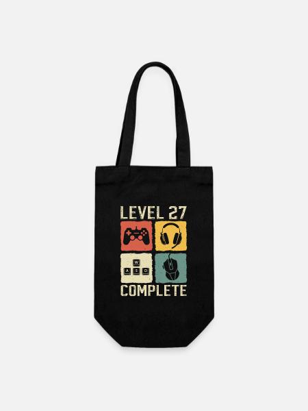 27. Geburtstag Level 27 Complete Gamer 27 Jahre - Geschenkbeutel für Flaschen - Schwarz