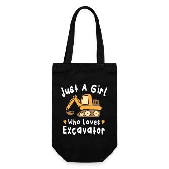 Just a Girl Who Loves Excavator - Geschenkbeutel für Flaschen - Schwarz - Vorne