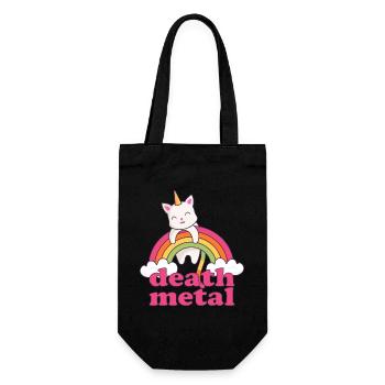 Lustig Death Metal Einhorn Katze Regenbogen Metal - Geschenkbeutel für Flaschen - Schwarz - Vorne