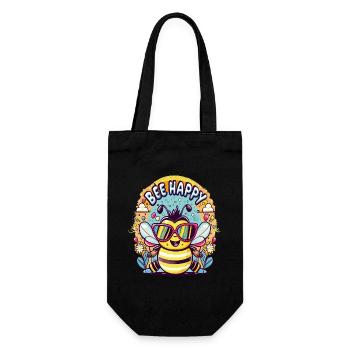 Abeille heureuse, Bee Happy - Sac à bouteille - noir - Devant
