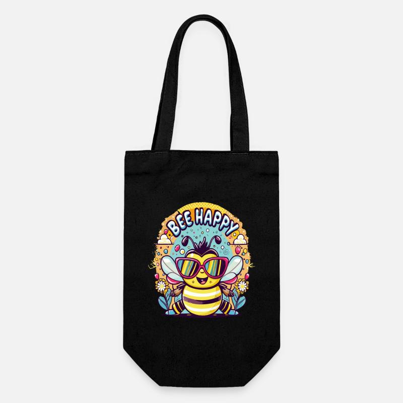Abeille heureuse, Bee Happy - Gift Bag for Bottles - black