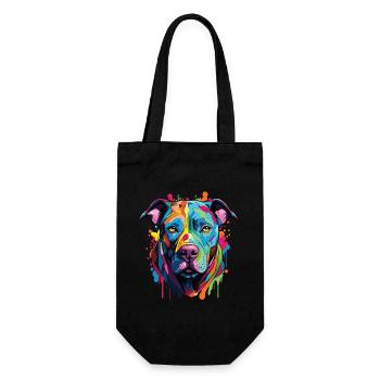Chien de race Pitbull avec un style coloré popart - Sac à bouteille - noir - Devant