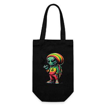 Un alien rasta qui fume un joint de cannabis - Sac à bouteille - noir - Devant