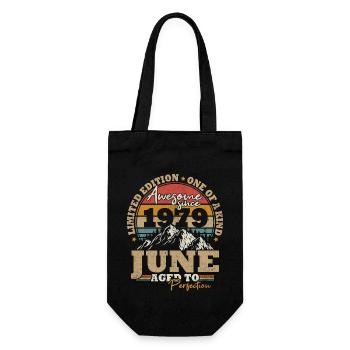 June 1979 Vintage Birthday Gift 44 Years - Gift Bag for Bottles - black - Front