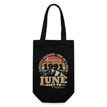June 1991 Vintage Birthday Gift 32 Years - Gift Bag for Bottles - black - Front
