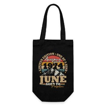 Juni 1974 Vintage Geburtstagsgeschenk 49 Jahre - Geschenkbeutel für Flaschen - Schwarz - Vorne