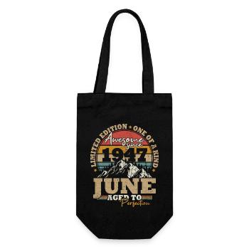 June 1947 Vintage Birthday Gift 76 Years - Gift Bag for Bottles - black - Front