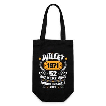 Vintage 1971 Juillet Cadeau D'anniversaire 52 Ans - Sac à bouteille - noir - Devant