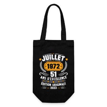 Vintage 1972 Juillet Cadeau D'anniversaire 51 Ans - Sac à bouteille - noir - Devant