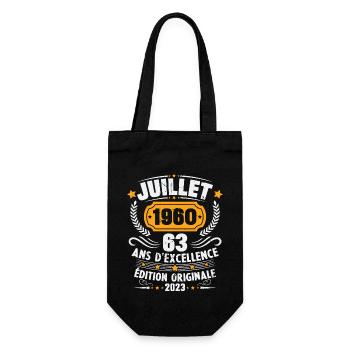 Vintage 1960 Juillet Cadeau D'anniversaire 63 Ans - Sac à bouteille - noir - Devant