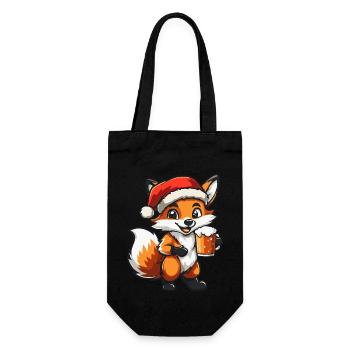 Fuchs Weihnachten Bier - Geschenkbeutel für Flaschen - Schwarz - Vorne