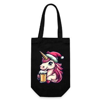 Unicorn Christmas Beer - Gift Bag for Bottles - black - Front