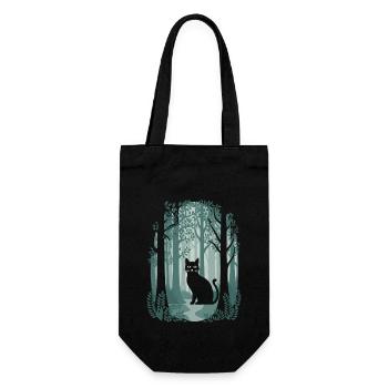 Cottagecore Magical Forest Cat in Fairytale Forest - Gift Bag for Bottles - black - Front